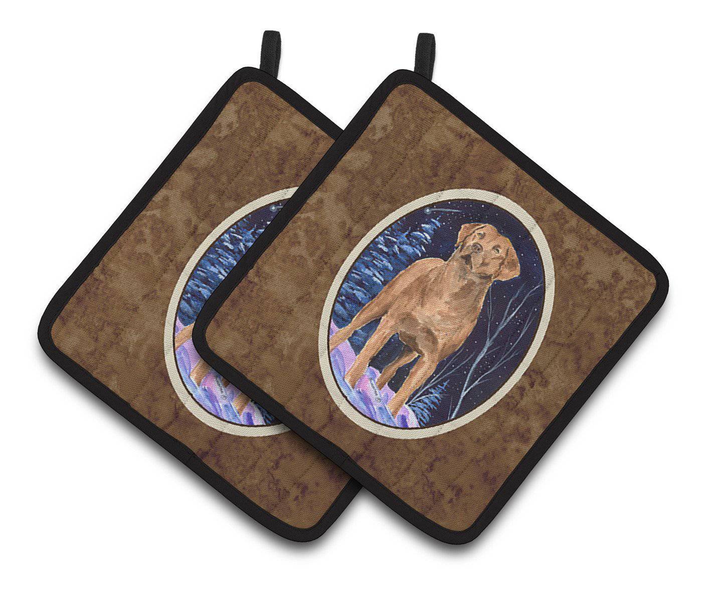 Starry Night Chesapeake Bay Retriever Pot Holder Set of 2 Heat Resistant Quilted Hot Pads 7.5 x 7.5 Inch, Insulated Kitchen Trivets for Cooking & Baking