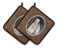 Starry Night Wheaten Terrier Soft Coated Pot Holder Set of 2 Heat Resistant Quilted Hot Pads 7.5 x 7.5 Inch, Insulated Kitchen Trivets for Cooking & Baking