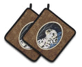 Starry Night Dalmatian Pot Holder Set of 2 Heat Resistant Quilted Hot Pads 7.5 x 7.5 Inch, Insulated Kitchen Trivets for Cooking & Baking