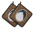 Starry Night Samoyed Pot Holder Set of 2 Heat Resistant Quilted Hot Pads 7.5 x 7.5 Inch, Insulated Kitchen Trivets for Cooking & Baking