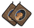Starry Night Dachshund Pot Holder Set of 2 Heat Resistant Quilted Hot Pads 7.5 x 7.5 Inch, Insulated Kitchen Trivets for Cooking & Baking