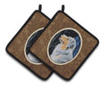 Starry Night Australian Shepherd Pot Holder Set of 2 Heat Resistant Quilted Hot Pads 7.5 x 7.5 Inch, Insulated Kitchen Trivets for Cooking & Baking
