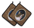 Starry Night Corgi Pot Holder Set of 2 Heat Resistant Quilted Hot Pads 7.5 x 7.5 Inch, Insulated Kitchen Trivets for Cooking & Baking