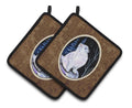 Starry Night American Eskimo Pot Holder Set of 2 Heat Resistant Quilted Hot Pads 7.5 x 7.5 Inch, Insulated Kitchen Trivets for Cooking & Baking