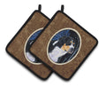 Starry Night Bernese Mountain Dog Pot Holder Set of 2 Heat Resistant Quilted Hot Pads 7.5 x 7.5 Inch, Insulated Kitchen Trivets for Cooking & Baking