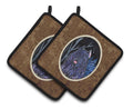 Starry Night Bouvier des Flandres Pot Holder Set of 2 Heat Resistant Quilted Hot Pads 7.5 x 7.5 Inch, Insulated Kitchen Trivets for Cooking & Baking