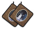 Starry Night Portuguese Water Dog Pot Holder Set of 2 Heat Resistant Quilted Hot Pads 7.5 x 7.5 Inch, Insulated Kitchen Trivets for Cooking & Baking