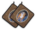 Starry Night English Bulldog Pot Holder Set of 2 Heat Resistant Quilted Hot Pads 7.5 x 7.5 Inch, Insulated Kitchen Trivets for Cooking & Baking