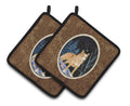 Starry Night Australian Cattle Dog Pot Holder Set of 2 Heat Resistant Quilted Hot Pads 7.5 x 7.5 Inch, Insulated Kitchen Trivets for Cooking & Baking