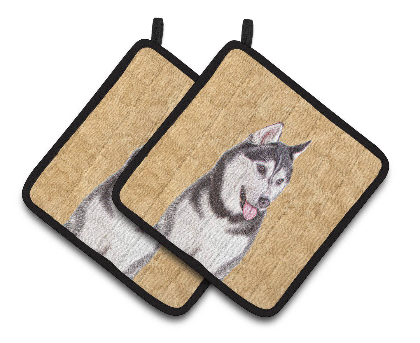 Alaskan Malamute Pot Holder Set of 2 Heat Resistant Quilted Hot Pads 7.5 x 7.5 Inch, Insulated Kitchen Trivets for Cooking & Baking