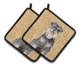 Schnauzer Pot Holder Set of 2 Heat Resistant Quilted Hot Pads 7.5 x 7.5 Inch, Insulated Kitchen Trivets for Cooking & Baking