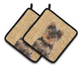 Yorkie Puppy / Yorkshire Terrier Pot Holder Set of 2 Heat Resistant Quilted Hot Pads 7.5 x 7.5 Inch, Insulated Kitchen Trivets for Cooking & Baking