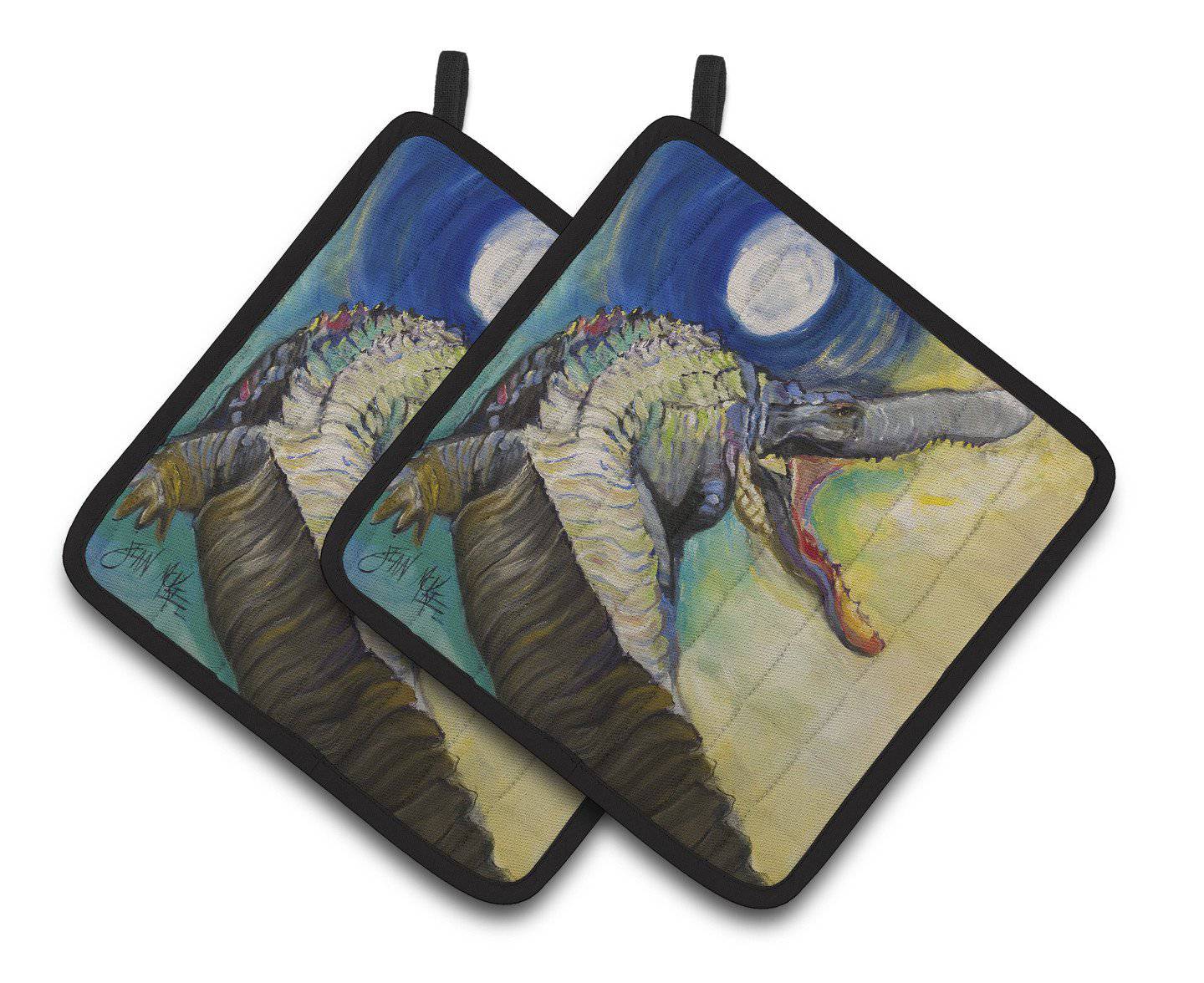Alligator Pot Holder Set of 2 Heat Resistant Quilted Hot Pads 7.5 x 7.5 Inch, Insulated Kitchen Trivets for Cooking & Baking