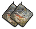 Alligator Pot Holder Set of 2 Heat Resistant Quilted Hot Pads 7.5 x 7.5 Inch, Insulated Kitchen Trivets for Cooking & Baking