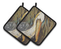 Pelican lookin West Pot Holder Set of 2 Heat Resistant Quilted Hot Pads 7.5 x 7.5 Inch, Insulated Kitchen Trivets for Cooking & Baking