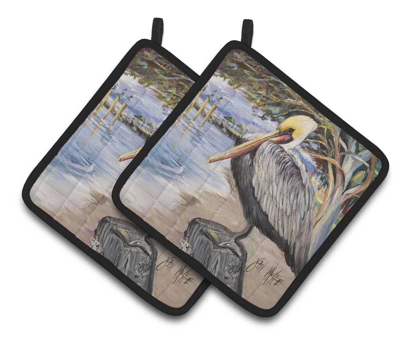 Pelican Bay Pot Holder Set of 2 Heat Resistant Quilted Hot Pads 7.5 x 7.5 Inch, Insulated Kitchen Trivets for Cooking & Baking