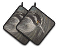 Night Heron Pot Holder Set of 2 Heat Resistant Quilted Hot Pads 7.5 x 7.5 Inch, Insulated Kitchen Trivets for Cooking & Baking
