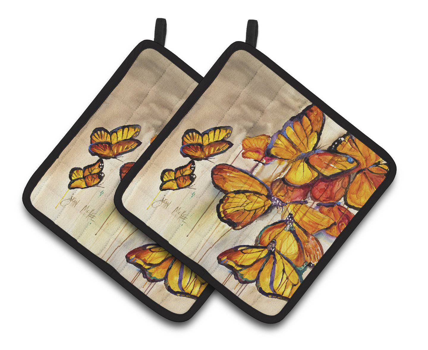 Butterflies Pot Holder Set of 2 Heat Resistant Quilted Hot Pads 7.5 x 7.5 Inch, Insulated Kitchen Trivets for Cooking & Baking