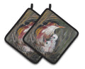 Happy Family Pot Holder Set of 2 Heat Resistant Quilted Hot Pads 7.5 x 7.5 Inch, Insulated Kitchen Trivets for Cooking & Baking
