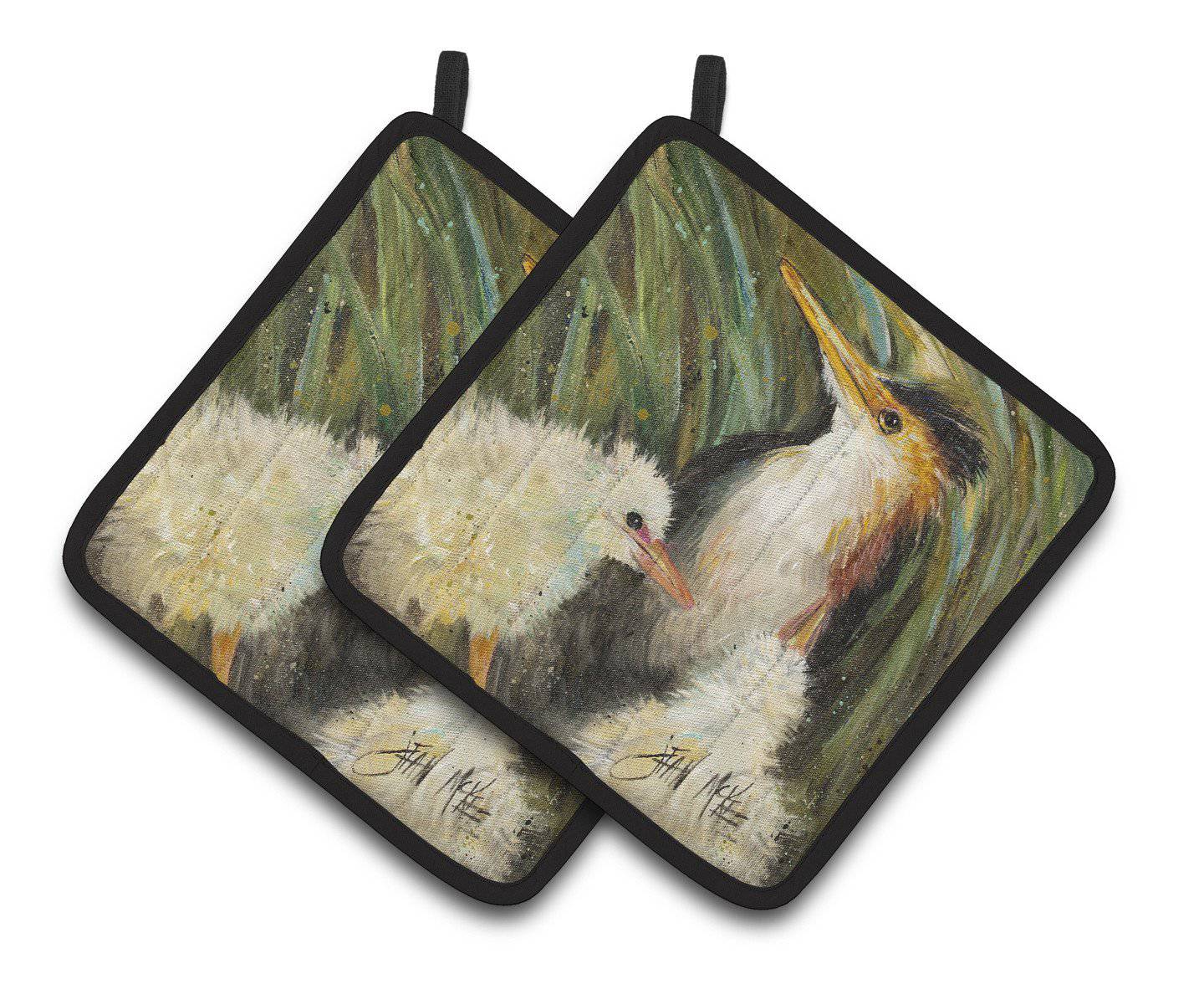 Happy Family Pot Holder Set of 2 Heat Resistant Quilted Hot Pads 7.5 x 7.5 Inch, Insulated Kitchen Trivets for Cooking & Baking