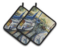 Seven Boats Sailboats Pot Holder Set of 2 Heat Resistant Quilted Hot Pads 7.5 x 7.5 Inch, Insulated Kitchen Trivets for Cooking & Baking