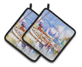 Runaway Sailboats Pot Holder Set of 2 Heat Resistant Quilted Hot Pads 7.5 x 7.5 Inch, Insulated Kitchen Trivets for Cooking & Baking