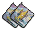 Middle Bay Lighthouse Sailboats Pot Holder Set of 2 Heat Resistant Quilted Hot Pads 7.5 x 7.5 Inch, Insulated Kitchen Trivets for Cooking & Baking