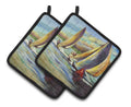 Knost Reggata Sailboats Pot Holder Set of 2 Heat Resistant Quilted Hot Pads 7.5 x 7.5 Inch, Insulated Kitchen Trivets for Cooking & Baking
