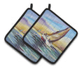 Horn Island Boat Race Sailboats Pot Holder Set of 2 Heat Resistant Quilted Hot Pads 7.5 x 7.5 Inch, Insulated Kitchen Trivets for Cooking & Baking