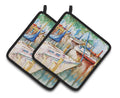 Gazebo and Sailboats Pot Holder Set of 2 Heat Resistant Quilted Hot Pads 7.5 x 7.5 Inch, Insulated Kitchen Trivets for Cooking & Baking
