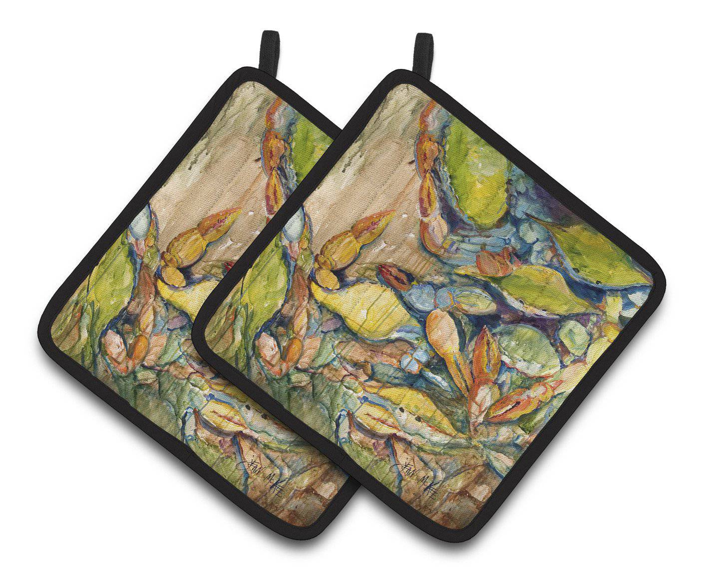 Jubilee Crabs Pot Holder Set of 2 Heat Resistant Quilted Hot Pads 7.5 x 7.5 Inch, Insulated Kitchen Trivets for Cooking & Baking