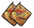 Crab Spice Pot Holder Set of 2 Heat Resistant Quilted Hot Pads 7.5 x 7.5 Inch, Insulated Kitchen Trivets for Cooking & Baking
