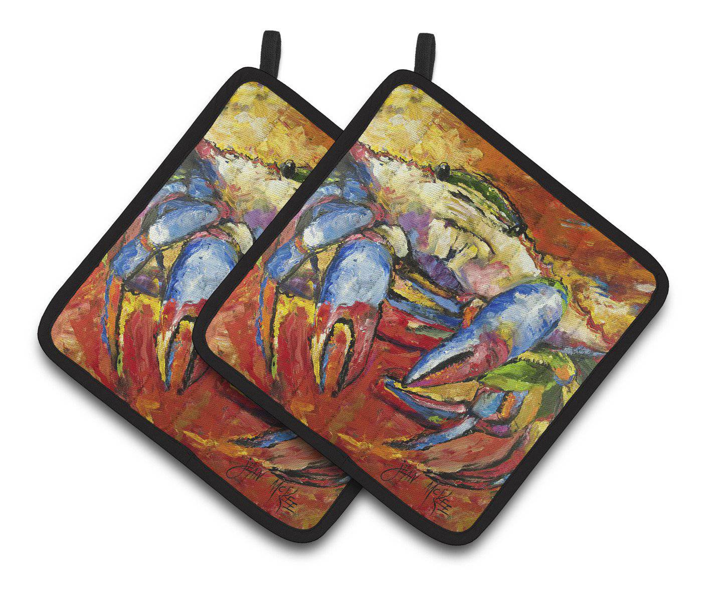 Red Crab Pot Holder Set of 2 Heat Resistant Quilted Hot Pads 7.5 x 7.5 Inch, Insulated Kitchen Trivets for Cooking & Baking
