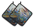 Belly Crab Pot Holder Set of 2 Heat Resistant Quilted Hot Pads 7.5 x 7.5 Inch, Insulated Kitchen Trivets for Cooking & Baking