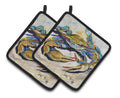 #20 Crab Pot Holder Set of 2 Heat Resistant Quilted Hot Pads 7.5 x 7.5 Inch, Insulated Kitchen Trivets for Cooking & Baking