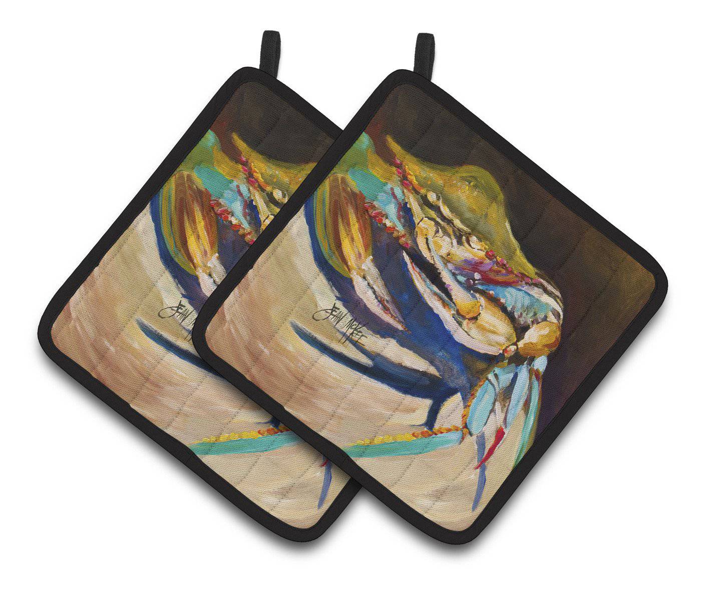 Crab to Claw UP Crab Pot Holder Set of 2 Heat Resistant Quilted Hot Pads 7.5 x 7.5 Inch, Insulated Kitchen Trivets for Cooking & Baking