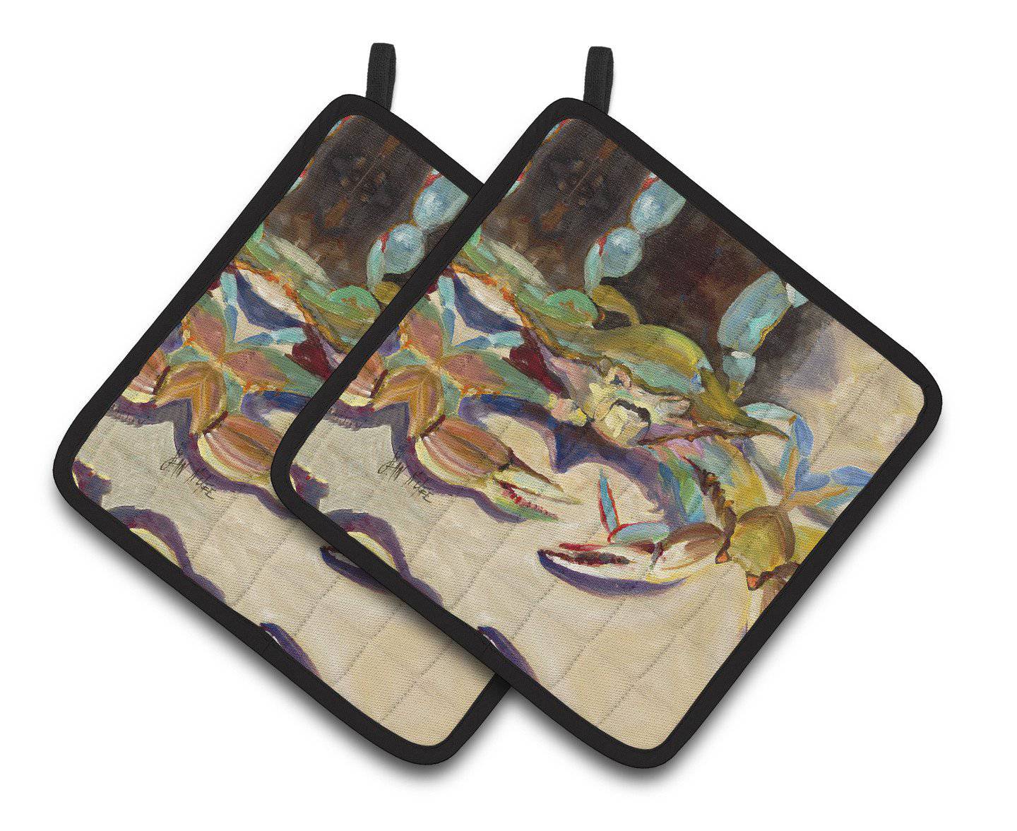Crab tailfin Crab Pot Holder Set of 2 Heat Resistant Quilted Hot Pads 7.5 x 7.5 Inch, Insulated Kitchen Trivets for Cooking & Baking