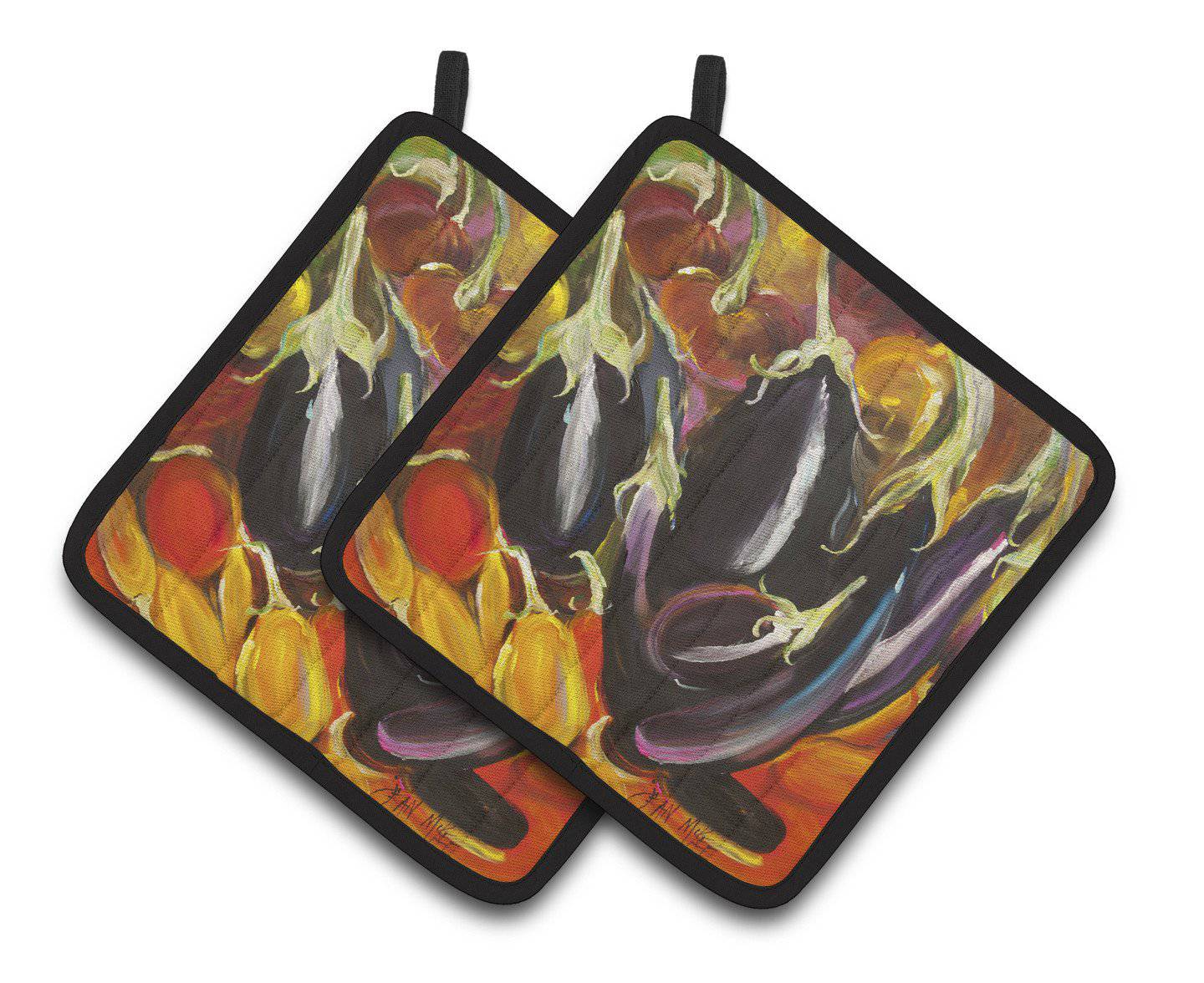 Eggplant Pot Holder Set of 2 Heat Resistant Quilted Hot Pads 7.5 x 7.5 Inch, Insulated Kitchen Trivets for Cooking & Baking