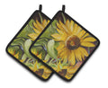 Sunflowers Pot Holder Set of 2 Heat Resistant Quilted Hot Pads 7.5 x 7.5 Inch, Insulated Kitchen Trivets for Cooking & Baking