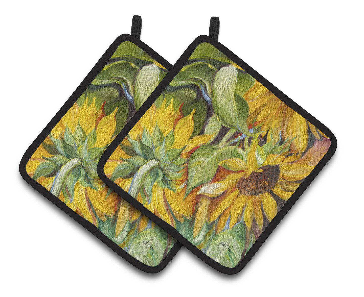 Sunflowers Pot Holder Set of 2 Heat Resistant Quilted Hot Pads 7.5 x 7.5 Inch, Insulated Kitchen Trivets for Cooking & Baking