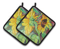 Sunflowers Pot Holder Set of 2 Heat Resistant Quilted Hot Pads 7.5 x 7.5 Inch, Insulated Kitchen Trivets for Cooking & Baking