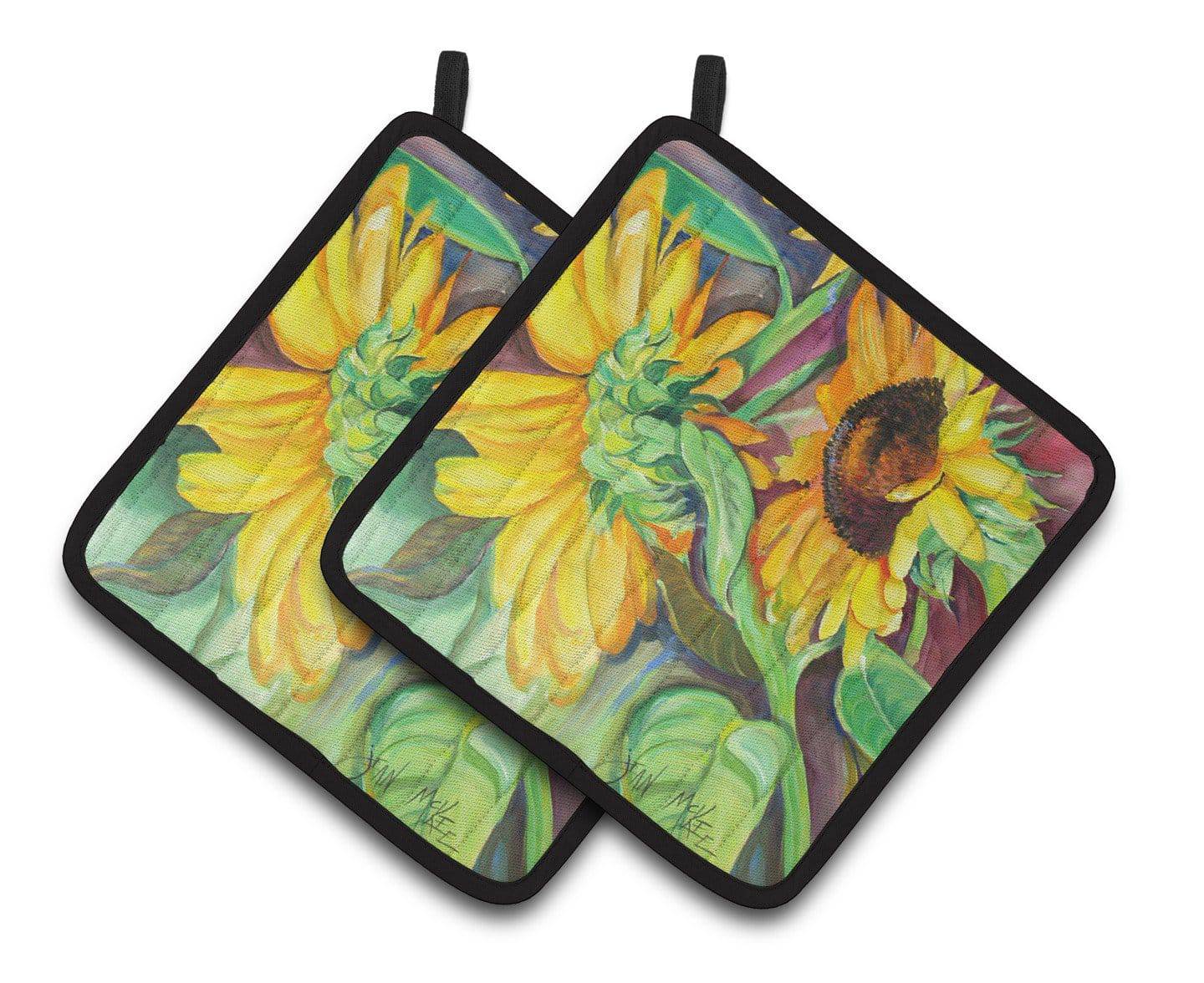 Sunflowers Pot Holder Set of 2 Heat Resistant Quilted Hot Pads 7.5 x 7.5 Inch, Insulated Kitchen Trivets for Cooking & Baking