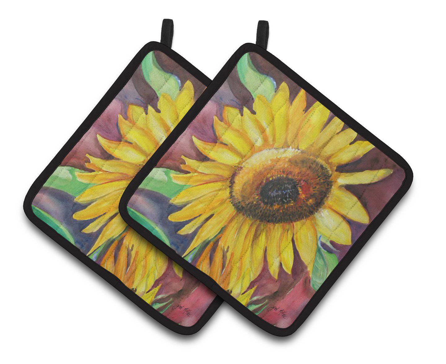 Sunflowers Pot Holder Set of 2 Heat Resistant Quilted Hot Pads 7.5 x 7.5 Inch, Insulated Kitchen Trivets for Cooking & Baking