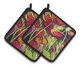 Poppies Pot Holder Set of 2 Heat Resistant Quilted Hot Pads 7.5 x 7.5 Inch, Insulated Kitchen Trivets for Cooking & Baking
