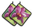 Orchid Pot Holder Set of 2 Heat Resistant Quilted Hot Pads 7.5 x 7.5 Inch, Insulated Kitchen Trivets for Cooking & Baking