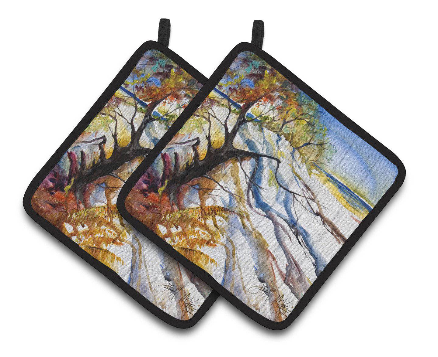 Sand Dune Pot Holder Set of 2 Heat Resistant Quilted Hot Pads 7.5 x 7.5 Inch, Insulated Kitchen Trivets for Cooking & Baking