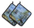 Life on the Causeway Pot Holder Set of 2 Heat Resistant Quilted Hot Pads 7.5 x 7.5 Inch, Insulated Kitchen Trivets for Cooking & Baking