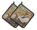 Jazz Trumpet Pot Holder Set of 2 Heat Resistant Quilted Hot Pads 7.5 x 7.5 Inch, Insulated Kitchen Trivets for Cooking & Baking