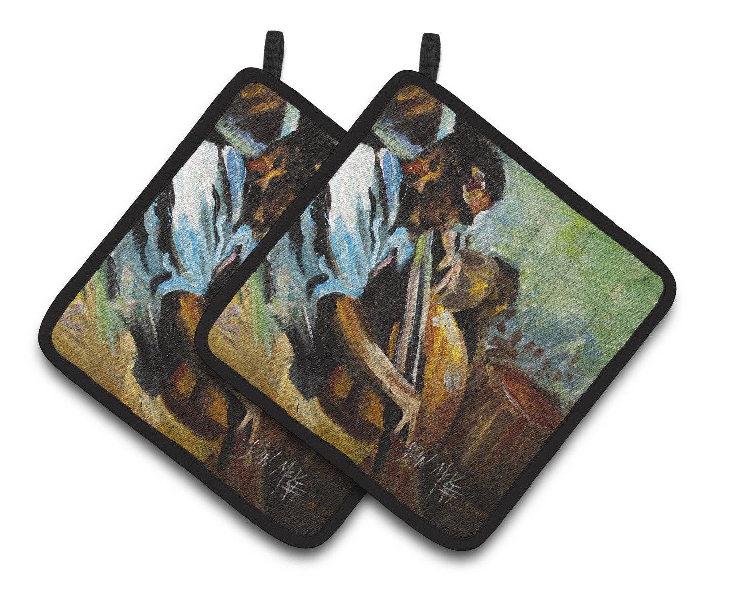 Jazz Bass Pot Holder Set of 2 Heat Resistant Quilted Hot Pads 7.5 x 7.5 Inch, Insulated Kitchen Trivets for Cooking & Baking