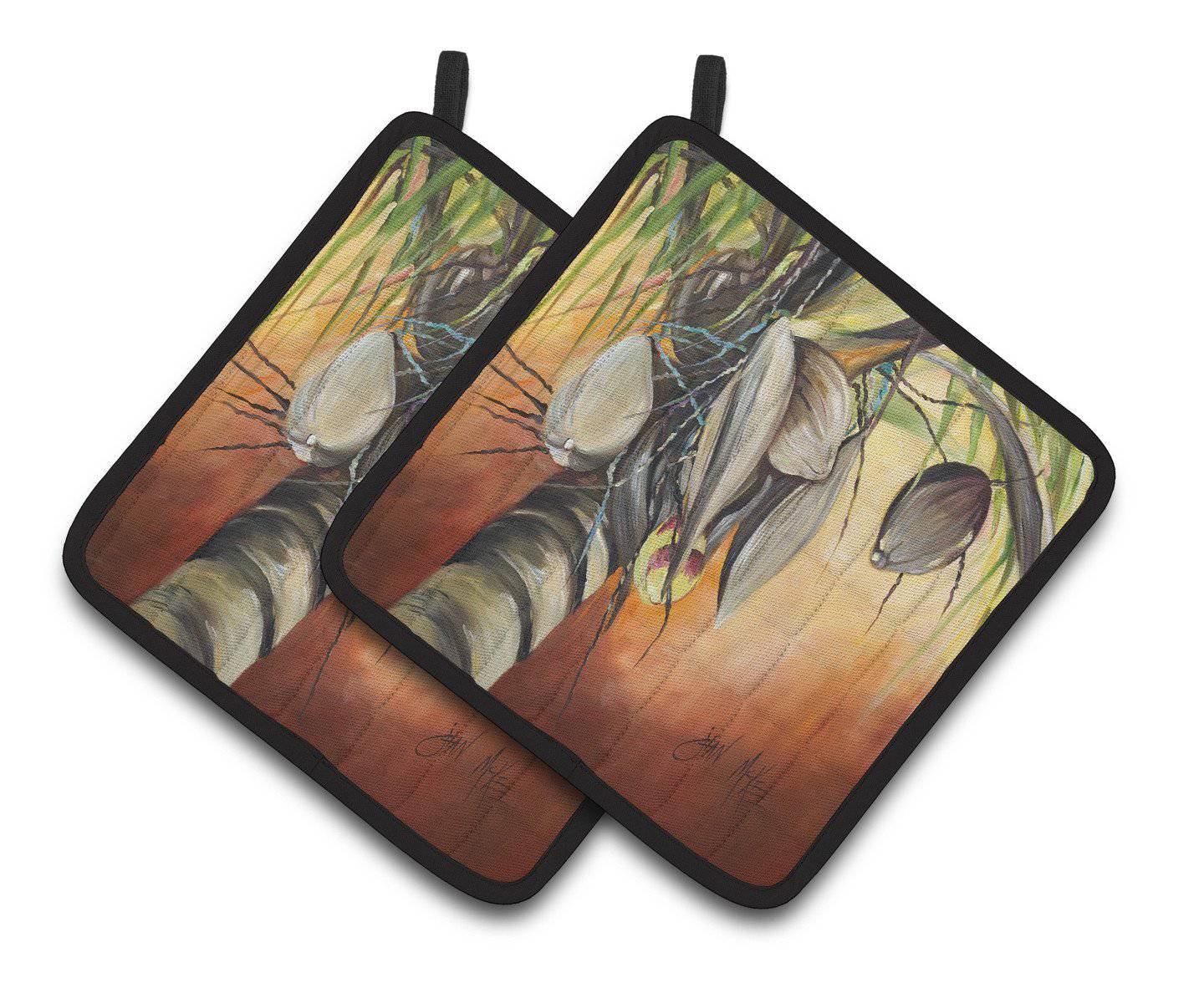 Orange Coconut Tree Pot Holder Set of 2 Heat Resistant Quilted Hot Pads 7.5 x 7.5 Inch, Insulated Kitchen Trivets for Cooking & Baking